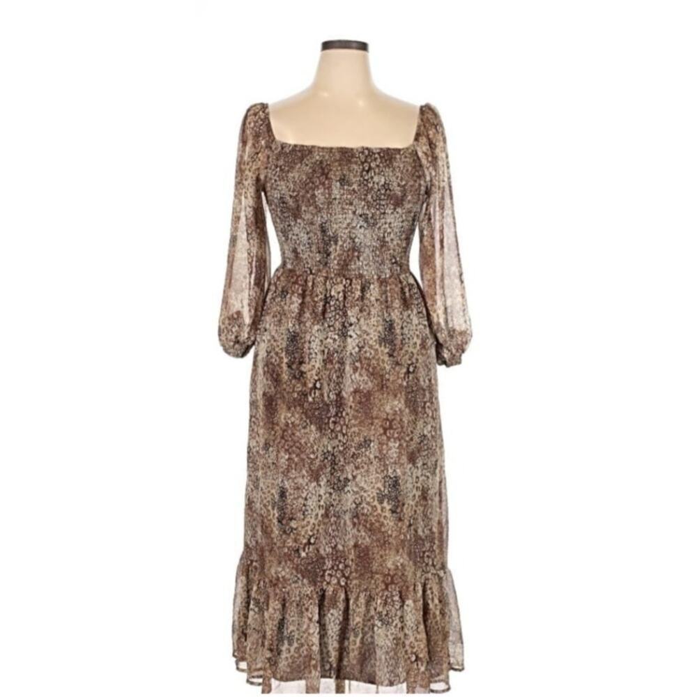 Betsey Johnson Women's Size Large Brown Snake Print Long Sleeve Midi Dress - Picture 2 of 8